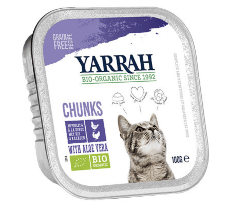 Yarrah – Nassfutter Kat Kuipje Brocken mit Huhn & Türkei Bio 16 x 100 gr-1