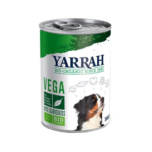 Yarrah – Nassfutter Zinn-Vega-Bröckchen mit Cranberries Bio 12 x 380 gr-1