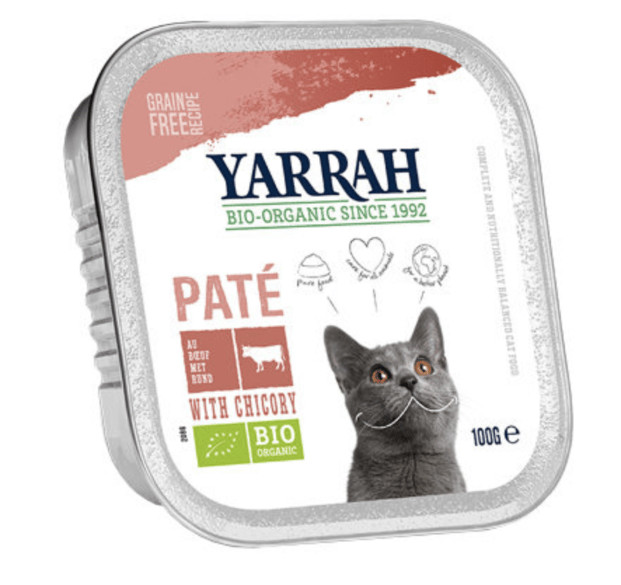 Yarrah – Pasteten-Katzenkübel mit Rindfleisch Bio 16 x 100 gr-1