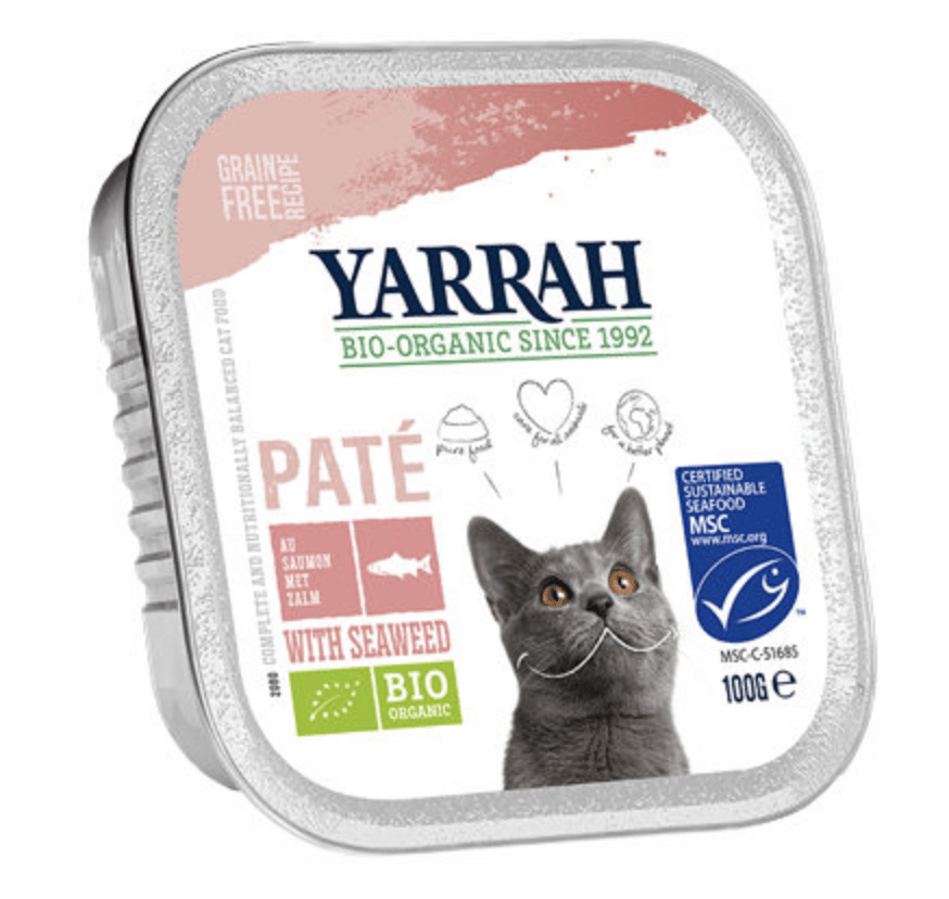 Yarrah – Pasteten-Katzenkübel mit Lachs Bio 16 x 100 gr-1